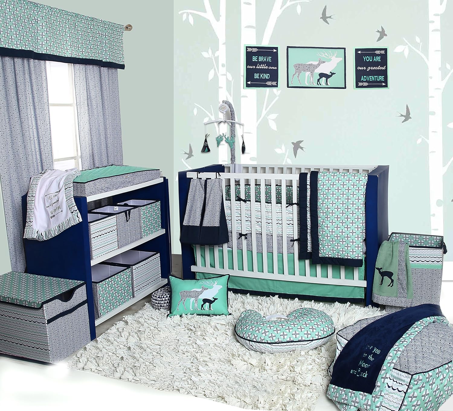 mint green nursery bedding