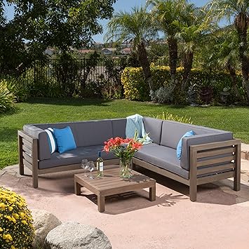 Amazon.com: Ravello Outdoor Patio Furniture 80 Piece Wooden Sectional ...