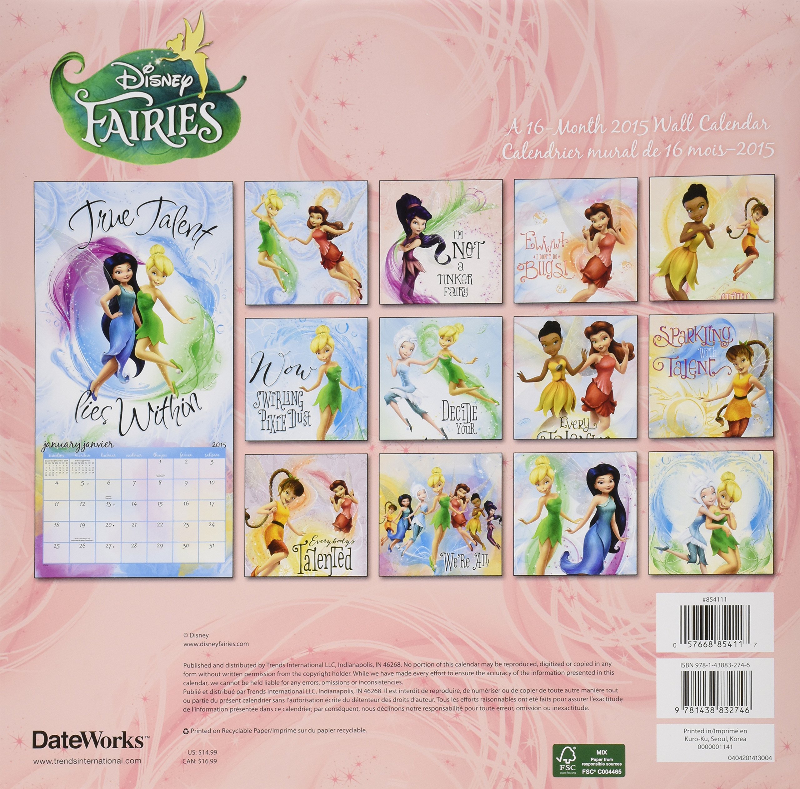 Disney Fairies 15 Calendar Amazon Es Libros