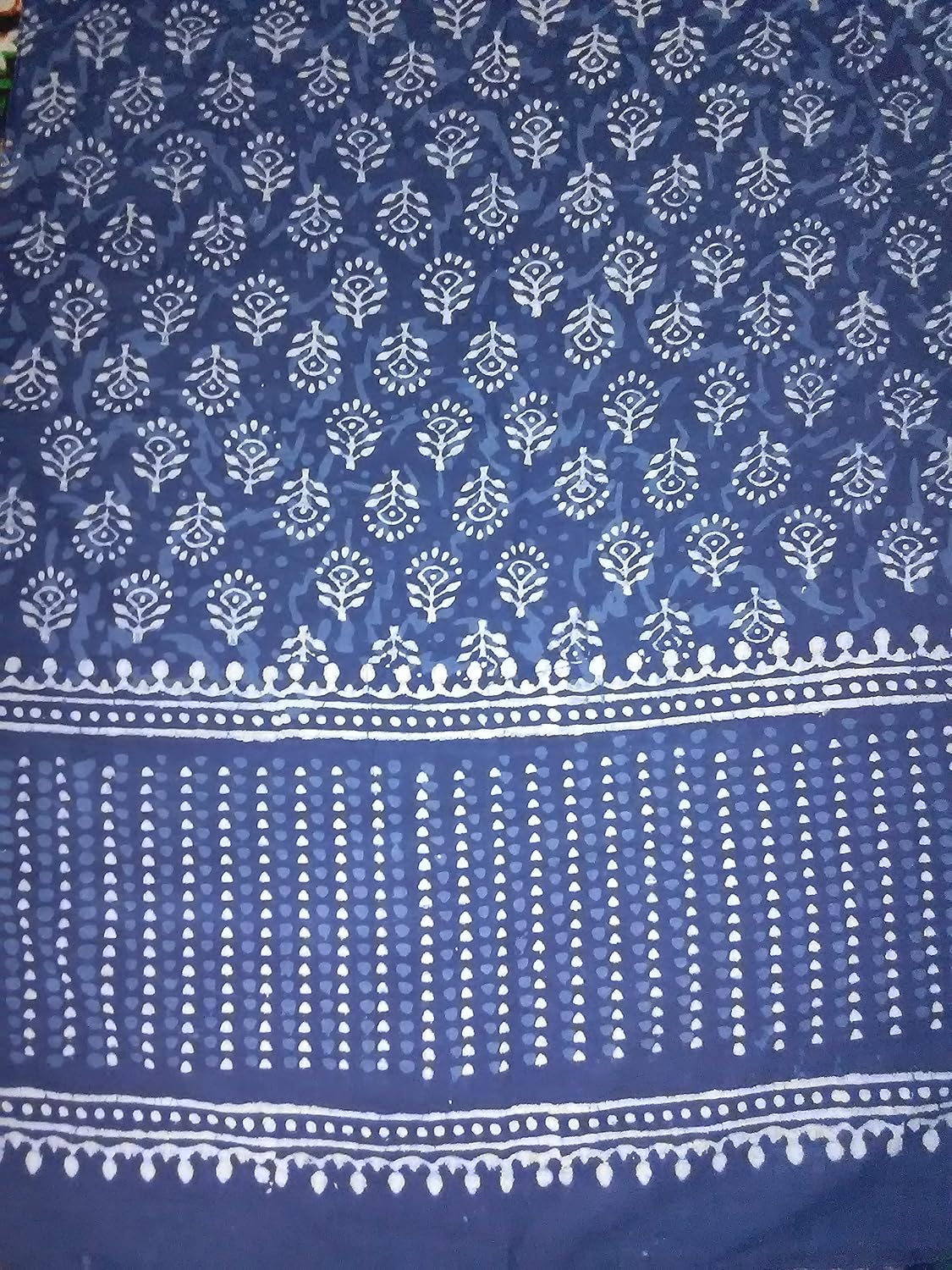 guru kripa enterprises women's stole (blue) size(170cm x 55cm) handblock printed