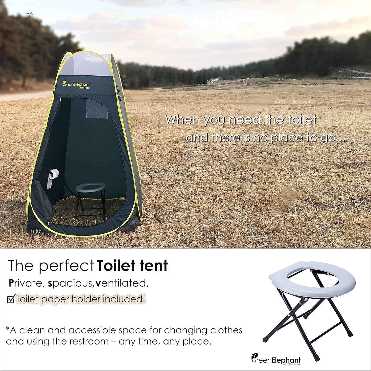Green Elephant Pop Up Utilitent – Privacy Portable Camping, Biking, Toilet, Shower, Beach and Changing Room Extra Tall, Spacious Tent Shelter.: Sports & Outdoors