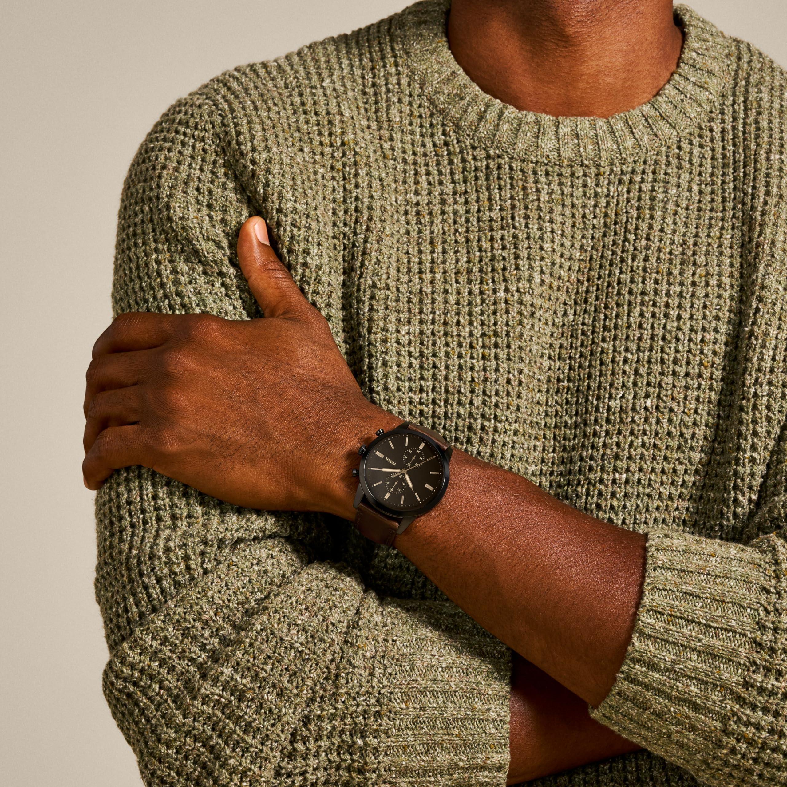 Fossil Men's Townsman Quartz Stainless Steel and Leather Chronograph Watch