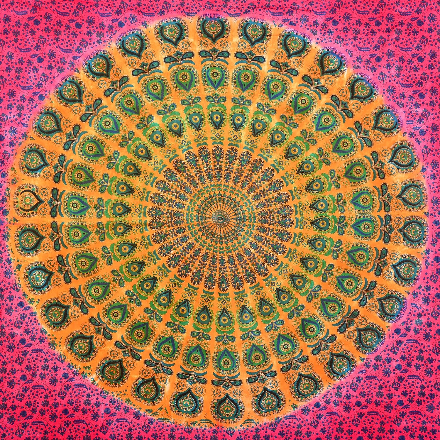 Arazzo Mandala In Cotone Nero E Oro - Tappeto Da Parete Bohémien Per Decorazione Casa, Spiaggia O Yoga - Foto 6