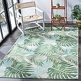 SAFAVIEH Washable Rug Outdoor Barbados Collection - 4' x 6', Green & Teal, Non-Shedding & Easy to Clean, Ideal for Patio, Bac