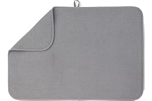Bellemain XXL Dish Mat 24" x 17" (Largest MAT) Microfiber Dish Drying Mat, Super Absorbent (Gray)