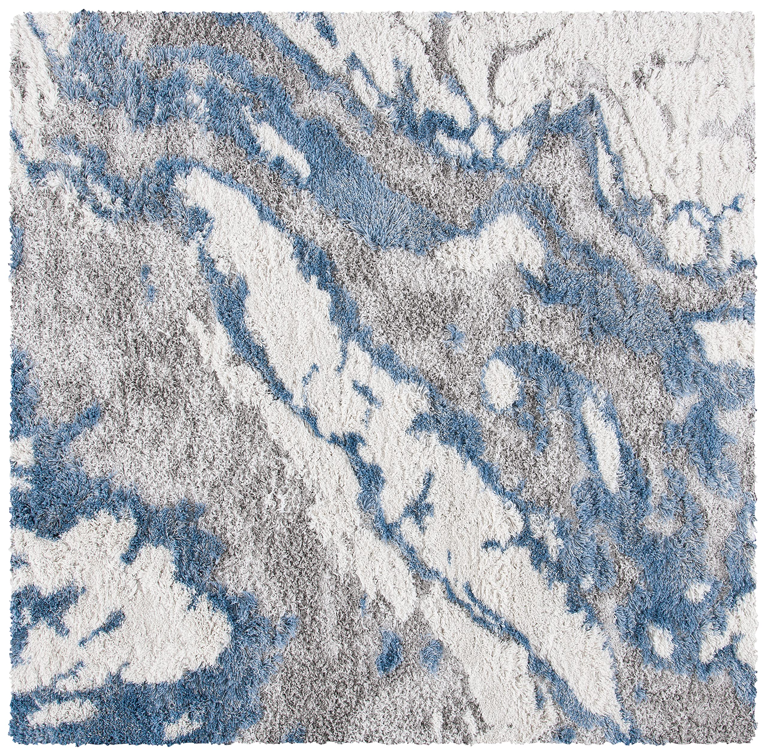 SAFAVIEH Horizon Shag Collection Area Rug - 11' Square, Grey & Blue, Modern Abstract Design, Plush 2.5-inch Thick, Ideal for High Traffic Areas in Living Room, Bedroom, Dining (HZN890G-11SQ) Image SAFAVIEH Horizon Shag Collection Area Rug - 11' Square, Grey & Blue, Modern Abstract Design, Plush 2.5-inch Thick, Ideal for High Traffic Areas in Living Room, Bedroom, Dining (HZN890G-11SQ) Image