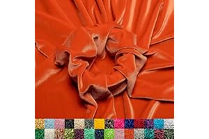 Ice Fabrics Stretch Velvet Fabric by The Yard - 60" Wide Soft Stretchy Fabric for Sewing Clothes, Apparel, Costume, Crafts - 90% Polyester 10% Spandex - Orange - 1 Yard