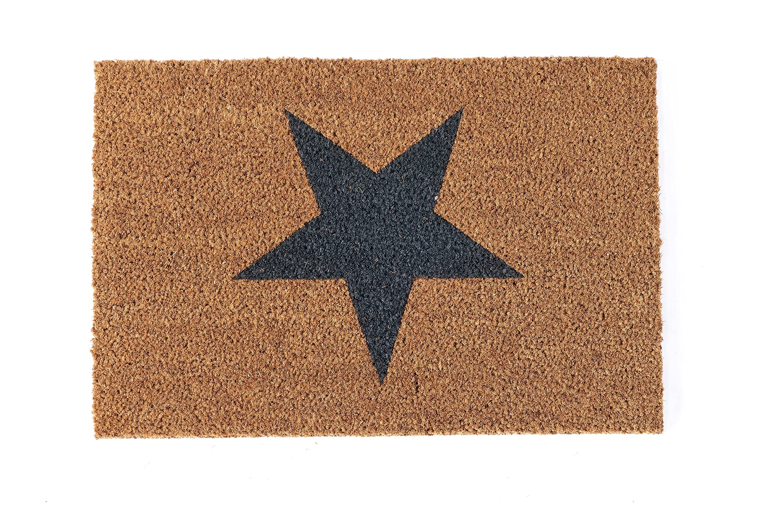Marissa's Garden & Gift Extra Thick 2cm deep Doormat Indoor/Outdoor | Non Slip Star Design Entrance Welcome Mat (black Star) 60 x 40 x 2cm