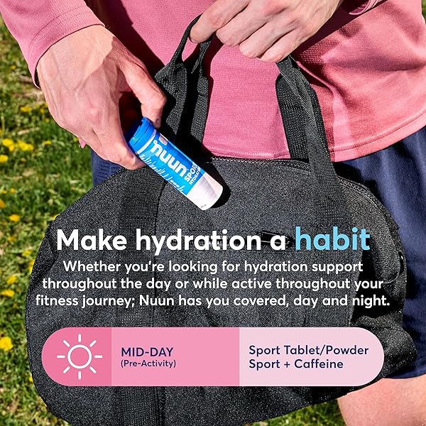 NUUN SPORT ELECTROLYTE TABLETS WITH CAFFEINE FROM GREEN TEA EXTRACT, MAGNESIUM, CALCIUM, POTASSIUM, CHLORIDE & SODIUM, GLUTEN FREE & VEGAN, MIXED FLAVORS, 4 PACK (40 SERVINGS TOTAL)