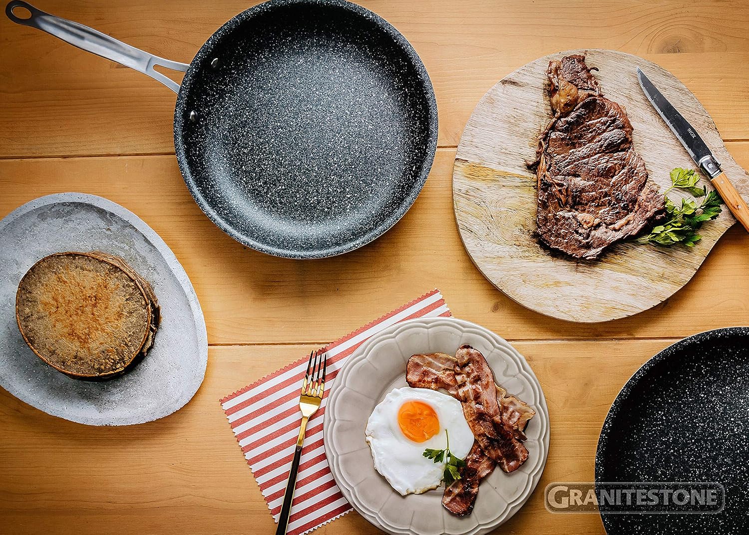 GRANITESTONE 2144 Nonstick, No-warp, Mineral-enforced Frying Pans with Stay-Cool Handles, Dishwasher-safe, PFOA-Free As Seen On TV (10-inch): Kitchen & Dining