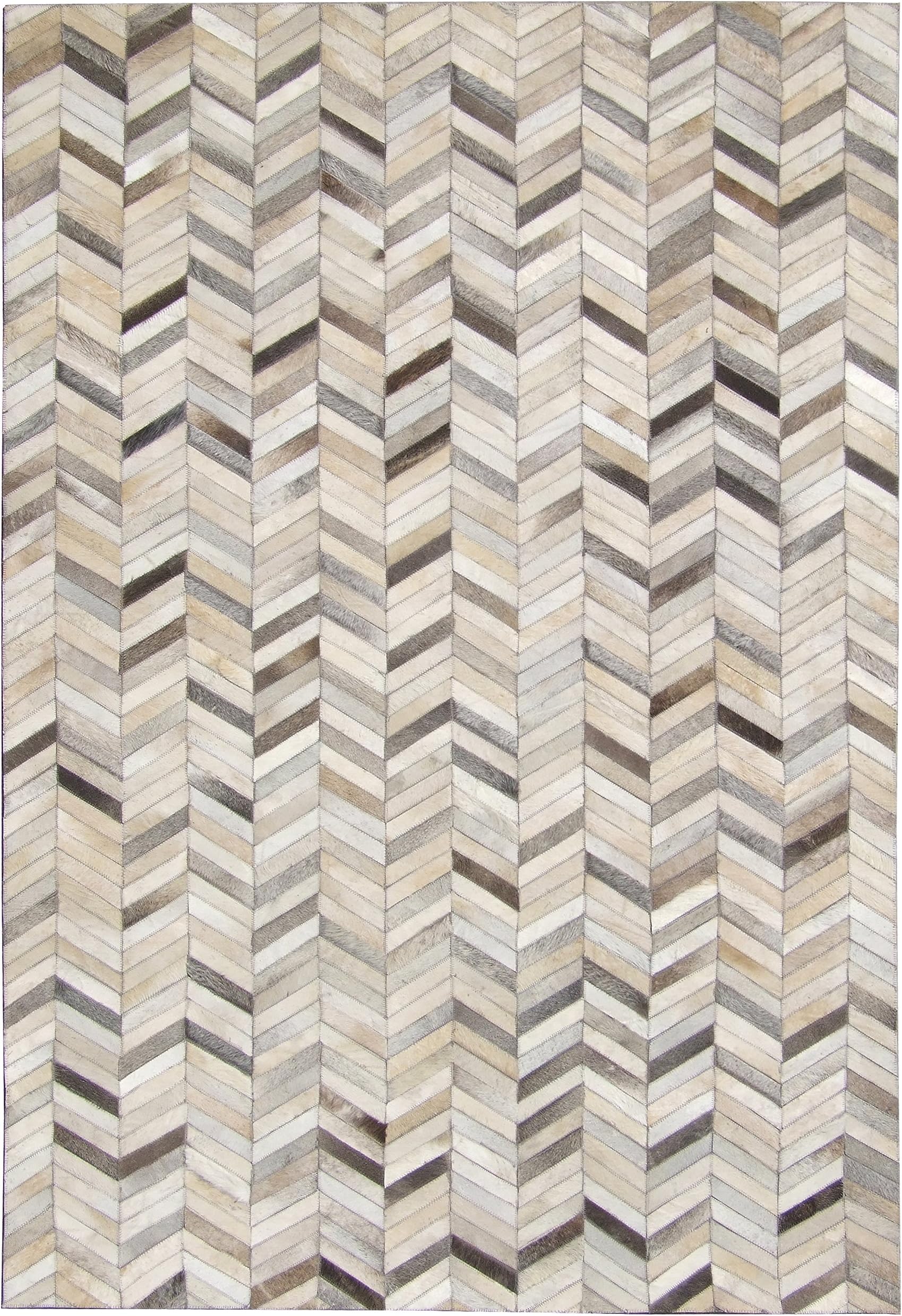 Erbanica Leather Hide Designer Area Rug Hand Made - Grey Chevron (5 x 8 Feet)