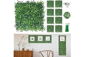 Bybeton Artificial Grass Wall Panels,10"x 10"(8Pcs) Boxwood Privacy Faux Green Wall Plants for Interior Wall, Backdrop Wall,Garden Wall and Indoor Outdoor Greenery Wall Decor