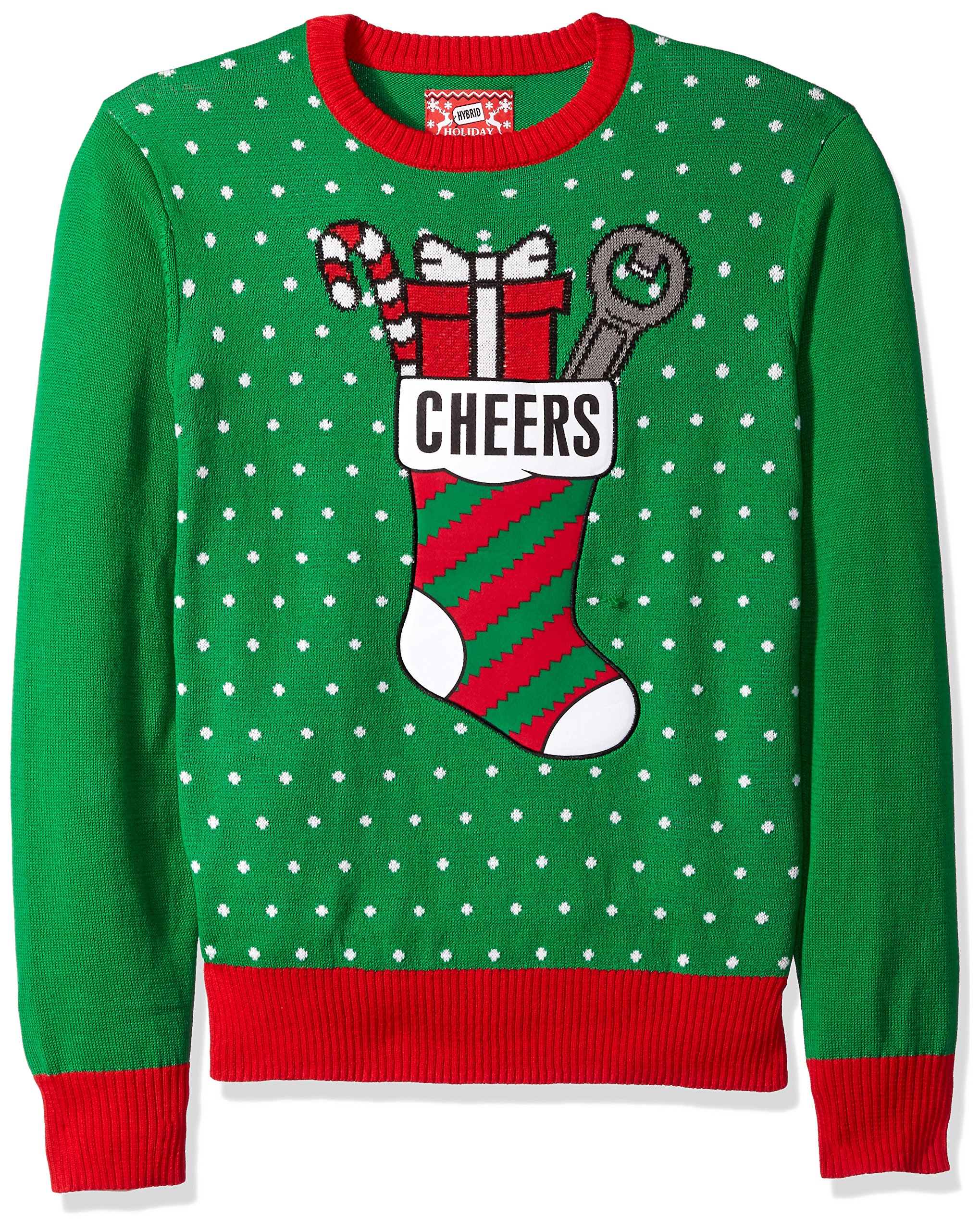 Hybrid Mens Cheers Ugly Christmas Sweater With Bottle Holder