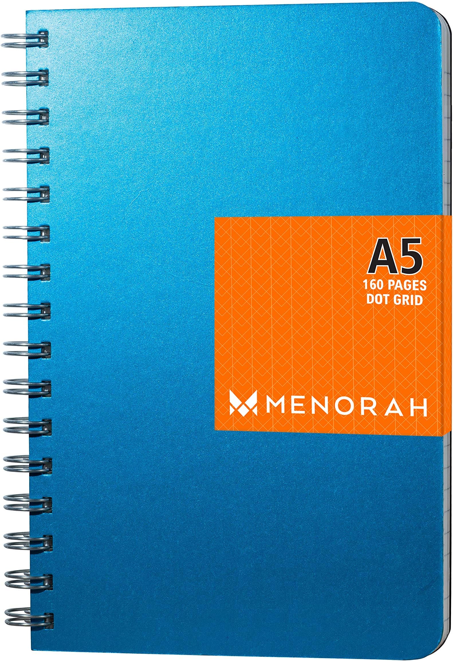 MENORAH - Dotted Notebook, A5 Wire Bound Journal,160 Pages, 90 GSM- (21.0 cm x 13.5 cm), Dotgrid Planner, Blue- (Sapphire) Subtly SHIMMERS in Your Hands/Doodle Friendly Cover
