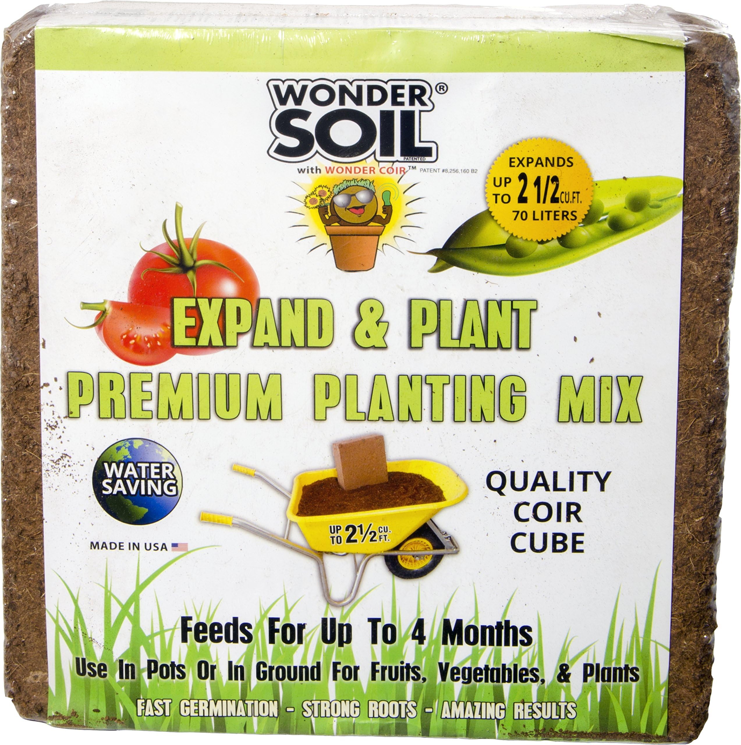 Wonder Soil Expand and Plant PREMIUM Planting Mix Nutrient Cube | COCONUT COIR, WORM CASTINGS, MYCORRHIZAE, NUTRIENTS, and water saving POLYMERS for ALL GARDENING!MADE IN THE USA