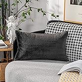 Home Brilliant Dark Grey Throw Pillow Cover Rectangle Decorations Accent Pillow Case Fluffy Faux Fur Soft Throw Pillows for Couch Chair, 12x20 inch, 30x50 cm