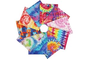 Craftido -25 Options- 100% Cotton Quilting Fabric Bundles 10pcs Fat Quarters 18”x21”-Medium Weight 5.2 oz- for Quilting, Sewing Project, Patchwork, DIY Crafts - TIE DYE