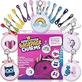 5 Stamped Cross Stitch Beginner Projects for Kids Needlepoint Starter kit Sewing Set for Backpack Charms
