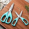 McHome MHS11 Heavy Duty Kitchen Shears, Stainless Steel Meat Cutting Scissors, Sharp Cooking Scissors for Chicken, Seafood, Poultry, Herbs, Turquoise (8.7 x 6.8 INCH, 2-Pack)