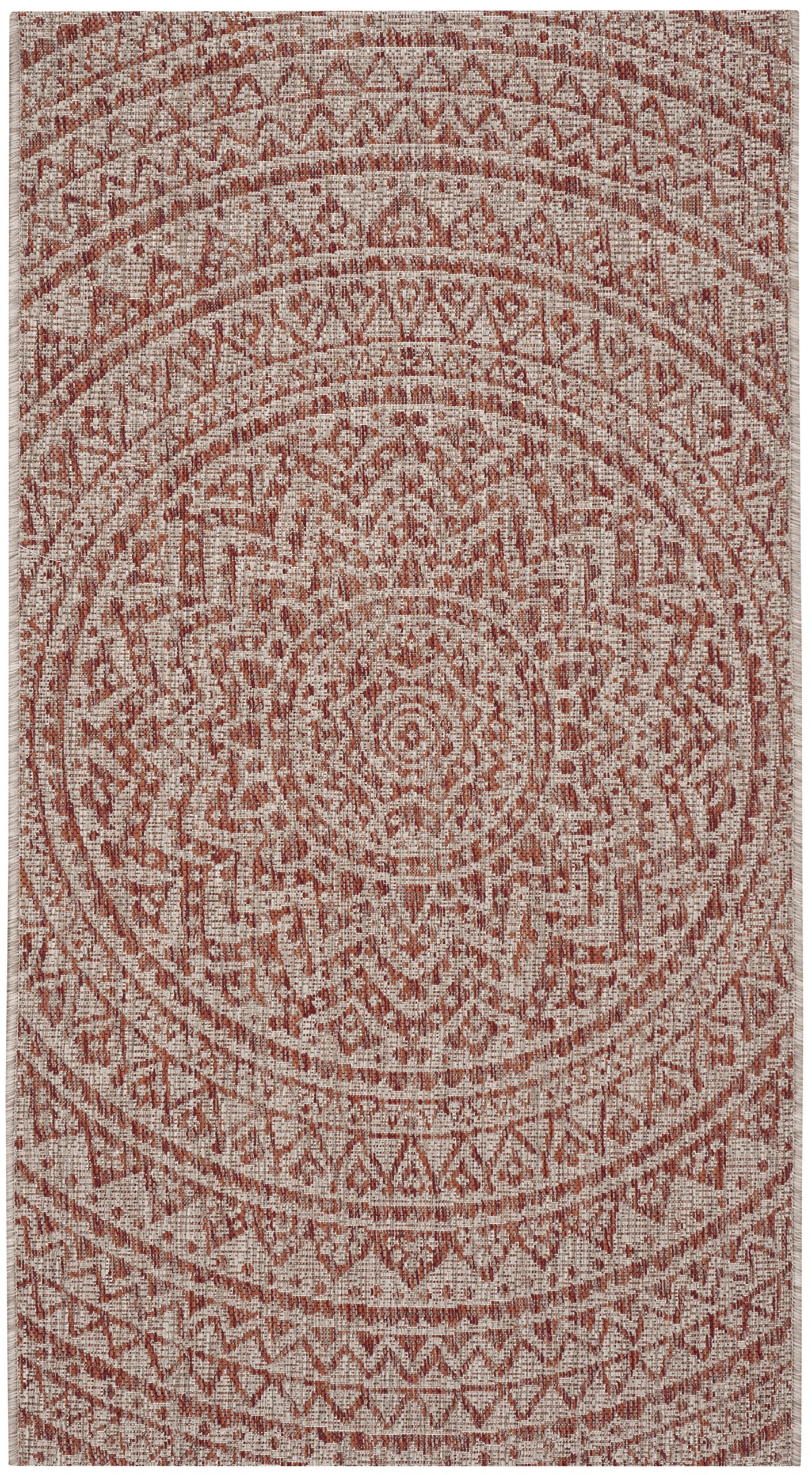Safavieh Contemporary Indoor/Outdoor Woven Rectangle Area Rug, Courtyard Collection, CY8734, in Light Beige / Terracotta, 79 X 152 cm for Garden, Patio or Any Outdoor Space