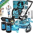 Slackline Kit 60ft with Training Line Tree Protectors High Grade Ratchet + Cover Arm Trainer Set Up Instruction Booklet and Carry Bag | Complete Slack Line Set | Perfect Slackline for Kids and Adults