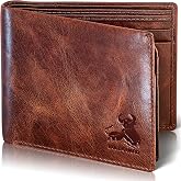 BULL GUARD RFID Wallet For Men Premium Leather Bifold Wallet Western Brown | Extra Capacity, Secure &amp; Durable Top Grain Leather Men&rsquo;s Billfold with Flip Up ID, 11 card slots, 2 Bill Dividers, Gift Boxed