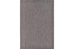 Unique Loom Collection Casual Transitional Solid Heathered Indoor/Outdoor Flatweave Area Rug (7' 1" x 10' Rectangle, Black/Ivory)