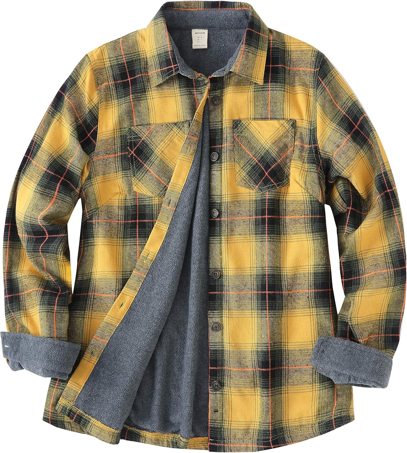 ZENTHACE Women's Thermal Fleece Lined Plaid Button Down Flannel Shirt Jacket at  Women’s Clothing store