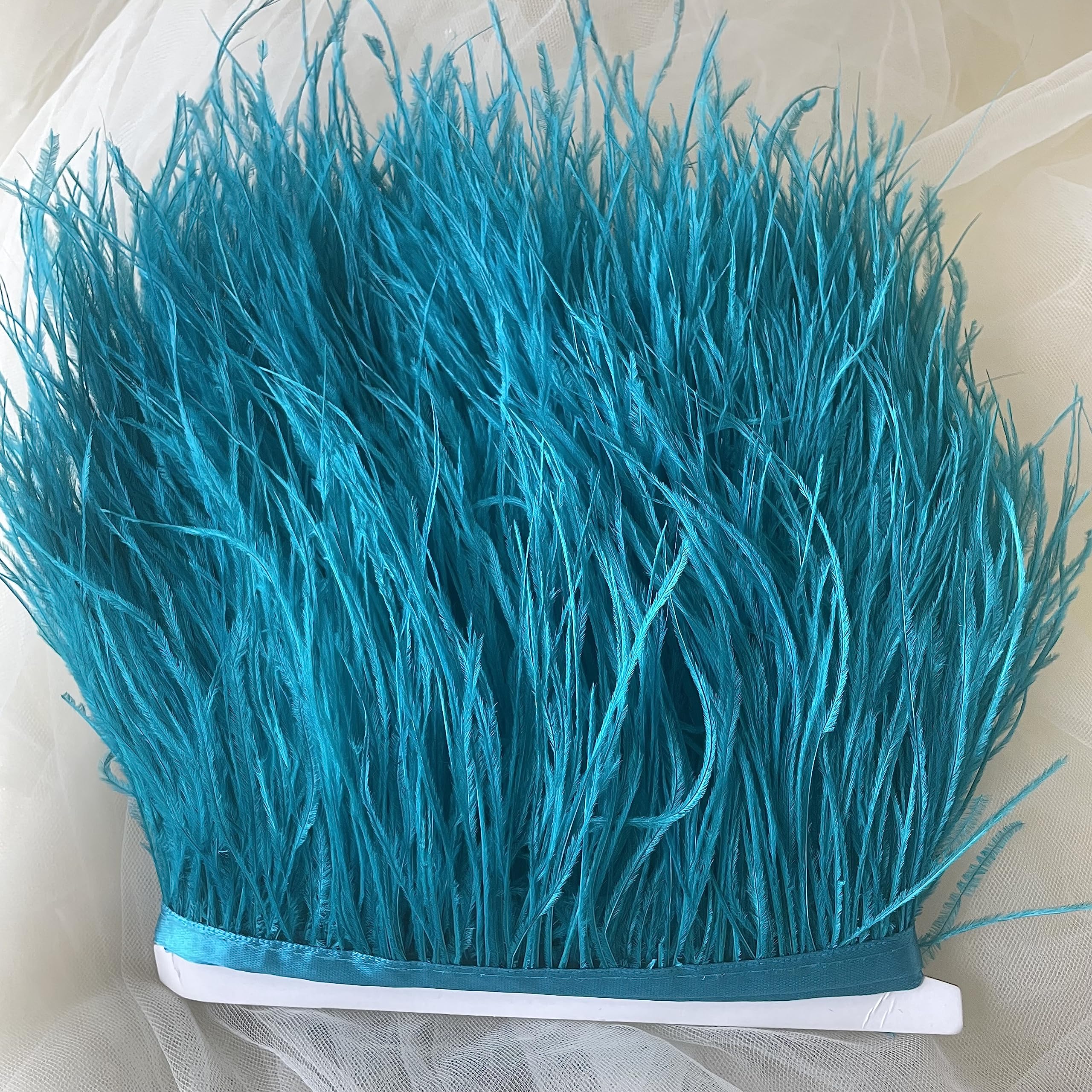 34 Colours Quality Ostrich Feather Trimming Fringe for Millinery Craft Dress Making (Peacock Blue)