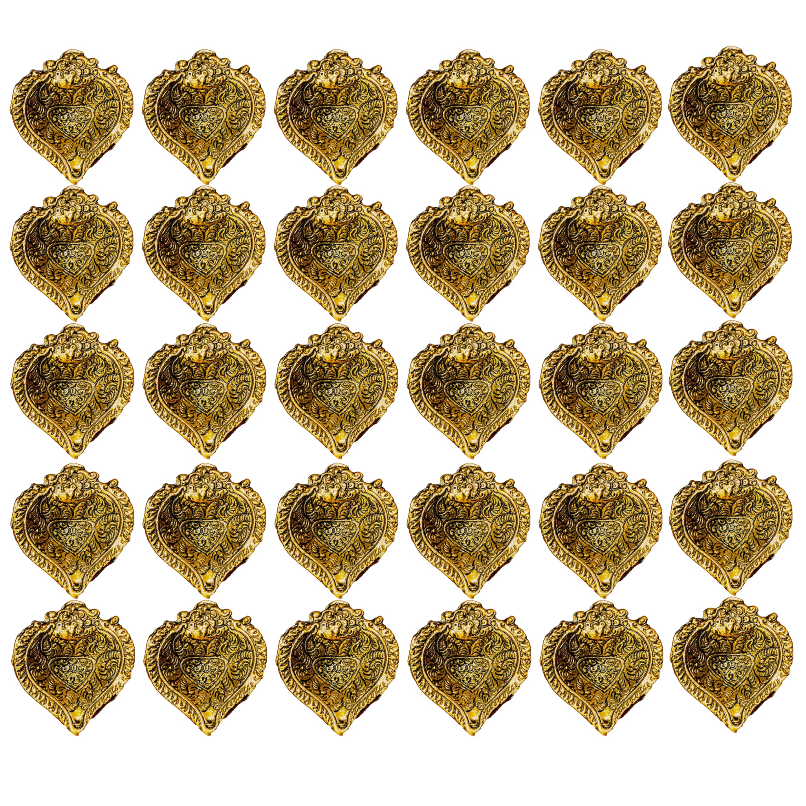 Wonder Care Metal Gold Oil Lamps for Diwali Decorations for Home Diya | Diwali for Pooja ,Return Gift for Friends, Family Indian Diya lamp 30 Piece Set