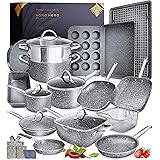 Granite Cookware Sets Nonstick Pots and Pans Set Nonstick - 23pc Kitchen Cookware Sets Induction Cookware Induction Pots and 