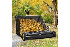 52" Tow-Behind Lawn Sweeper for Tractor and ATV, 10-Inch Nylon Brushes with Universal Hitch, Adjustable Height Leaf and Grass