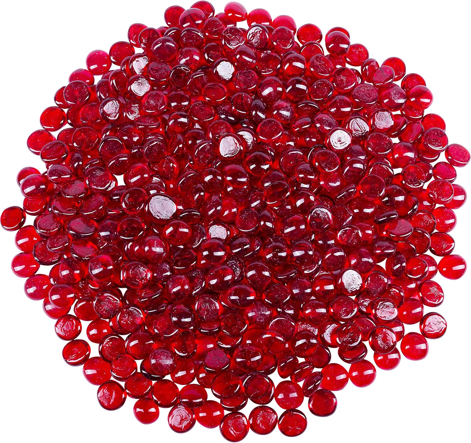 Vase Fillers - Galashield Red Flat Glass Marbles for Vases Glass Gems Beads Pebbles Vase Filler (5 LBS, Approx. 450 PCS)