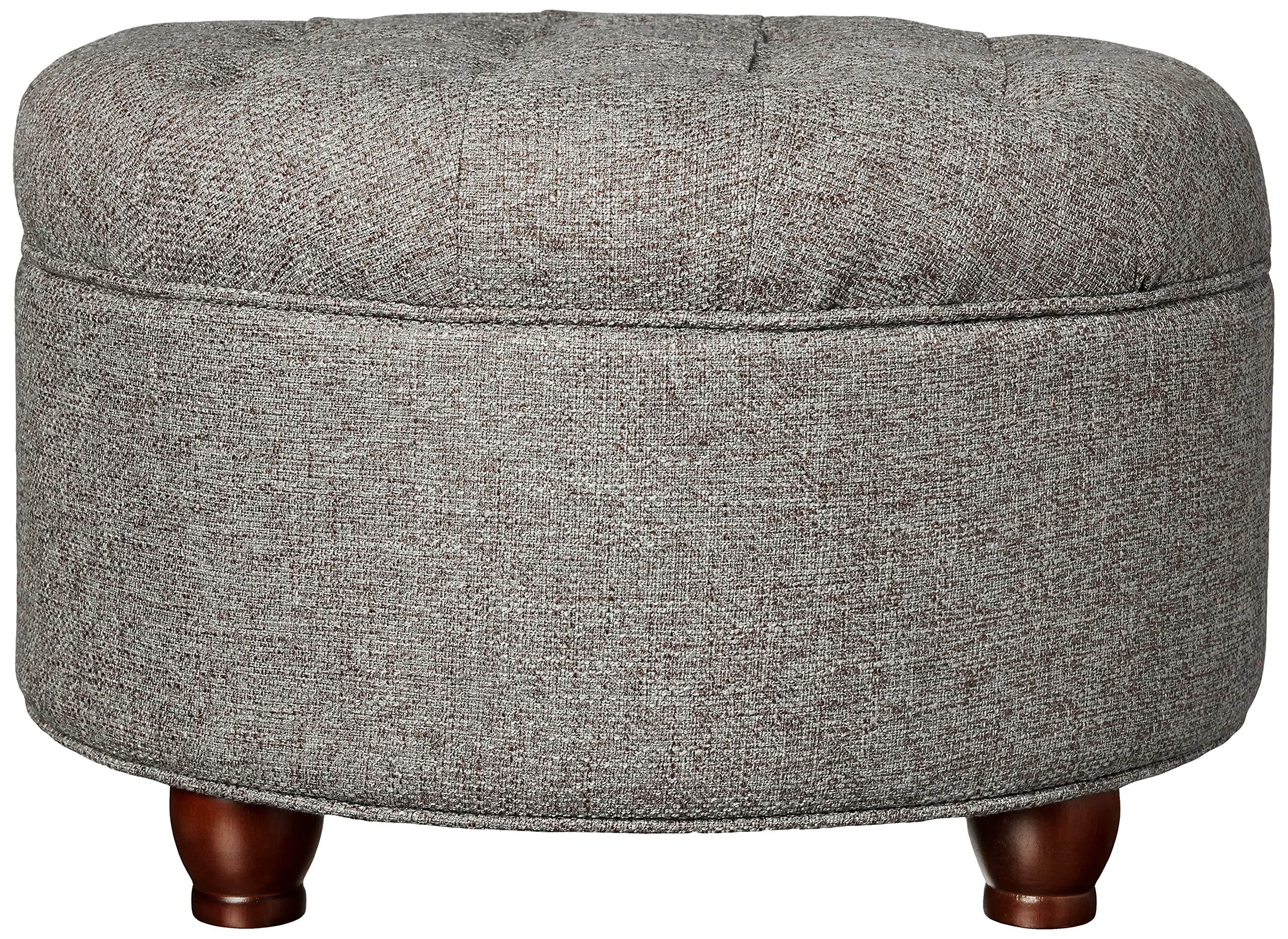 Homepop Home Decor | Button Tufted Woven Round Storage Ottoman | Ottoman with Storage for Living Room & Bedroom (Dark Gray) - Image 2