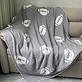 Cozy Football Pattern Blanket Perfect Lightweight Bedding for Adults, Soft, Warm, and Plush Rugby Sports Blanket Great for Bed Sofa (Rugby-Grey, 50"x60")