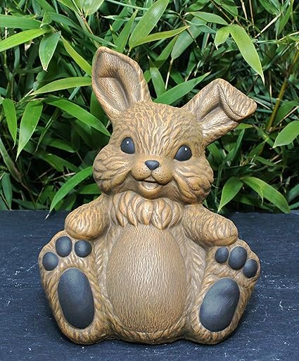 Garden ornament Rabbit sitting, Cast stone, Light brown: Amazon.co.uk