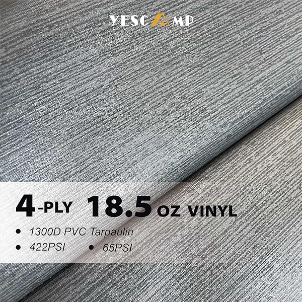YESCAMP RV AWNING FABRIC REPLACEMENT HEAVY DUTY WEATHERPROOF 4-PLY 18.5OZ VINYL CAMPER AWNING FABRIC – UNIVERSAL OUTDOOR CANOPY FOR CAMPER, TRAILER, AND MOTORHOME