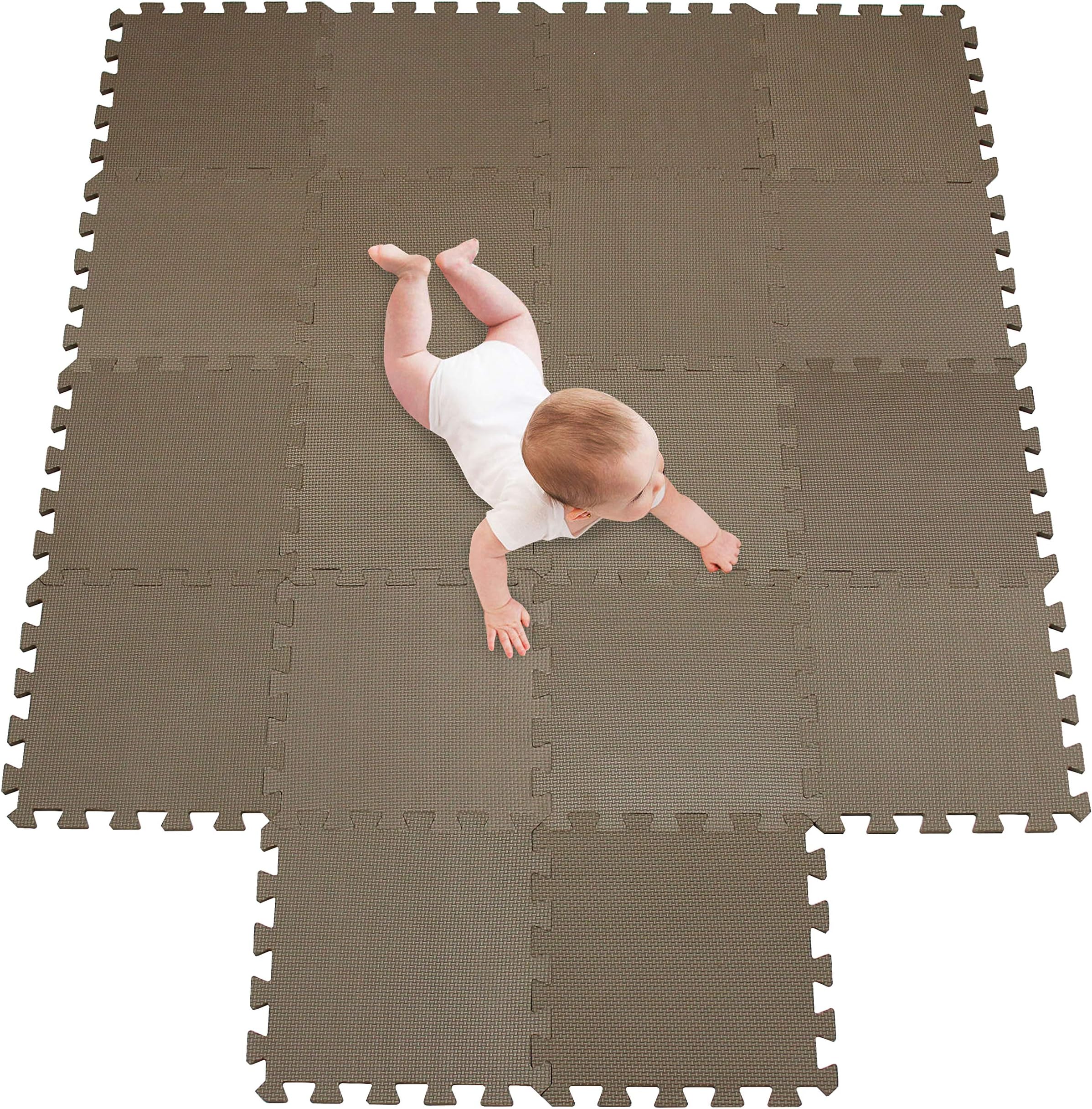 MSHEN–18PCS Foam Play Mat Tiles|Interlocking Floor Mats for Children|Multicoloured Foam Floor Tiles| children jigsaw tiles playmat .Size 1.62 Sqm Baby play mat. brown-06g18