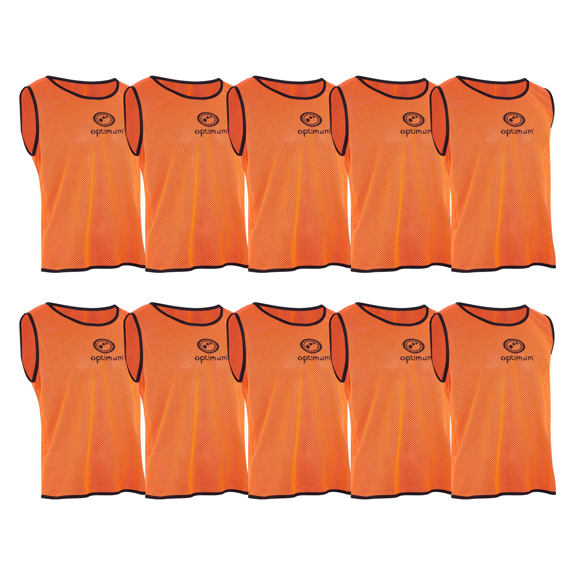 Optimum Unisex Training Bib - Pro Grade Mesh Polyester, Vibrant Anti-Sweat Multi-Sport Bib for Football, Rugby, & Other Activities - (Pack of 10) Orange, Small