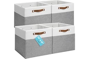 OrganiHaus 33x33cm 4 Pack Cube Storage Bin, Fabric Storage Bins, Cube Storage Organizer Bins, Kallax Organizer Storage Basket