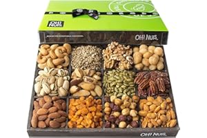 Oh! Nuts 12 Variety Nuts Gift Basket - Healthy Gift Baskets - Gourmet Assorted Nuts Tray - Gift Box for Holiday, Movie Night, Corporate, Families - Gift Ideas for Men and Women