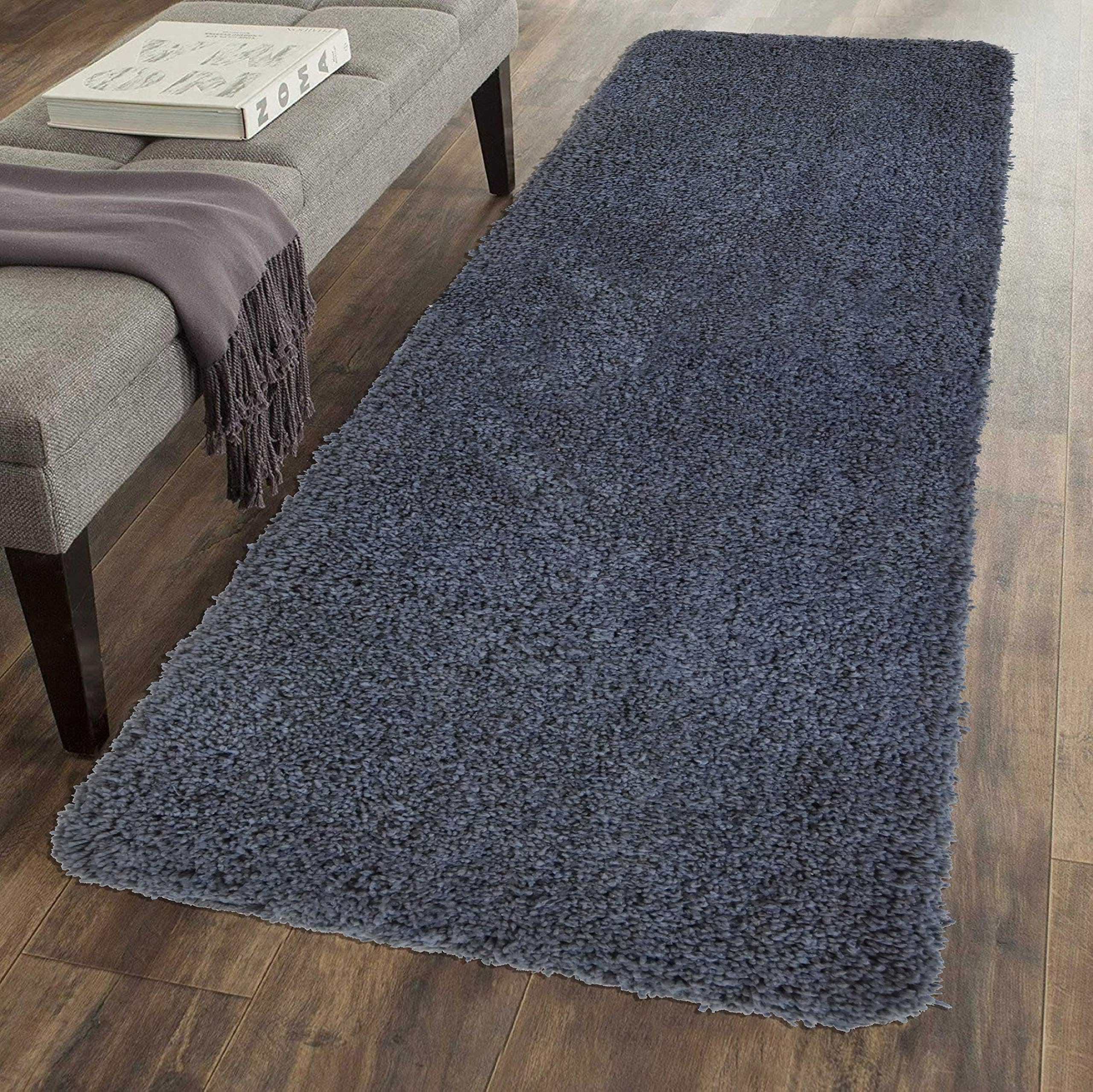 Kridhay Natura Life Micro Shag Runner Super Soft and Anti Skid Bath mat (55X140 cm, Charcoal)