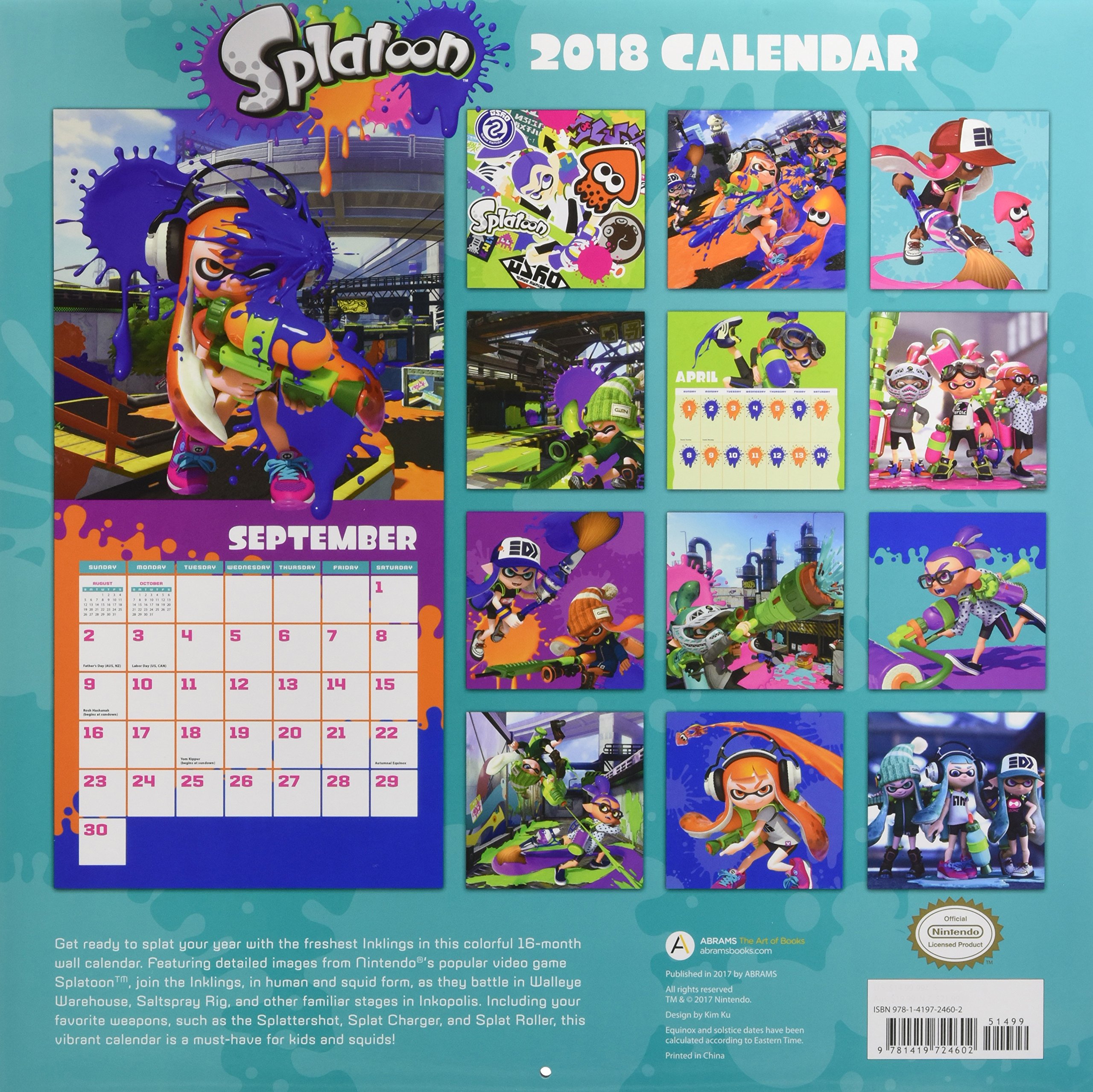 Splatoon™ 2018 Wall Calendar: Nintendo: 9781419724602: Amazon.com: Office Products