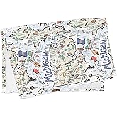 Fish Kiss 16"x24" Michigan Map Towel is 100% Microfiber Waffle Weave Help You Explore in Detail – Our Super Absorbent & Soft, Machine Washable State Map Towel is Stain & Wrinkle Resistant