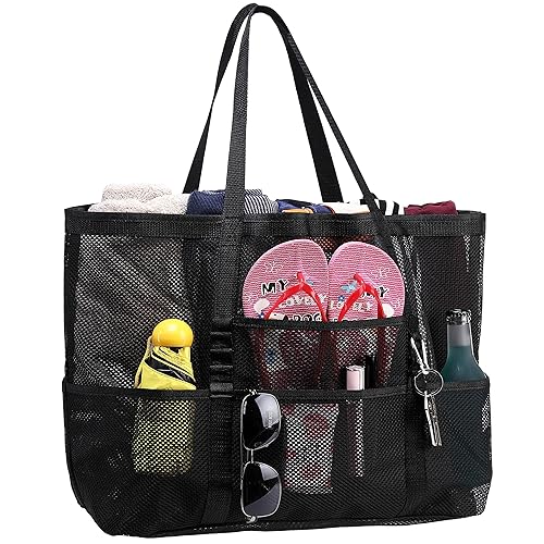 ZJIMLIN Mesh Beach tote for Women Beach Toy Bag Swimming Pool Bag