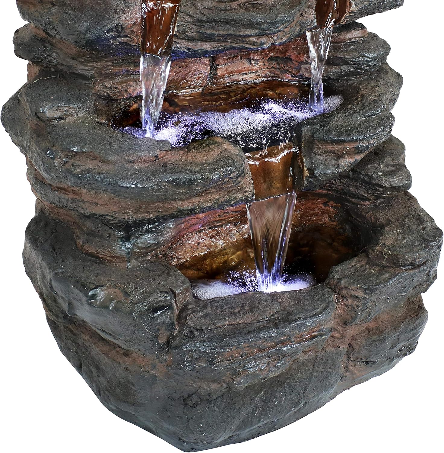 Sunnydaze Tumbling Falls Rock Style Outdoor Water Fountain with LED Lights - Corded Electric - Garden, Patio and Lawn Decor - Outdoor Waterfall Feature - 21-Inch: Kitchen & Dining