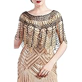 BABEYOND 1920s Shawl Wraps Gatsby Beaded Evening Cape Bridal Shawl Bolero Flapper Cover Up