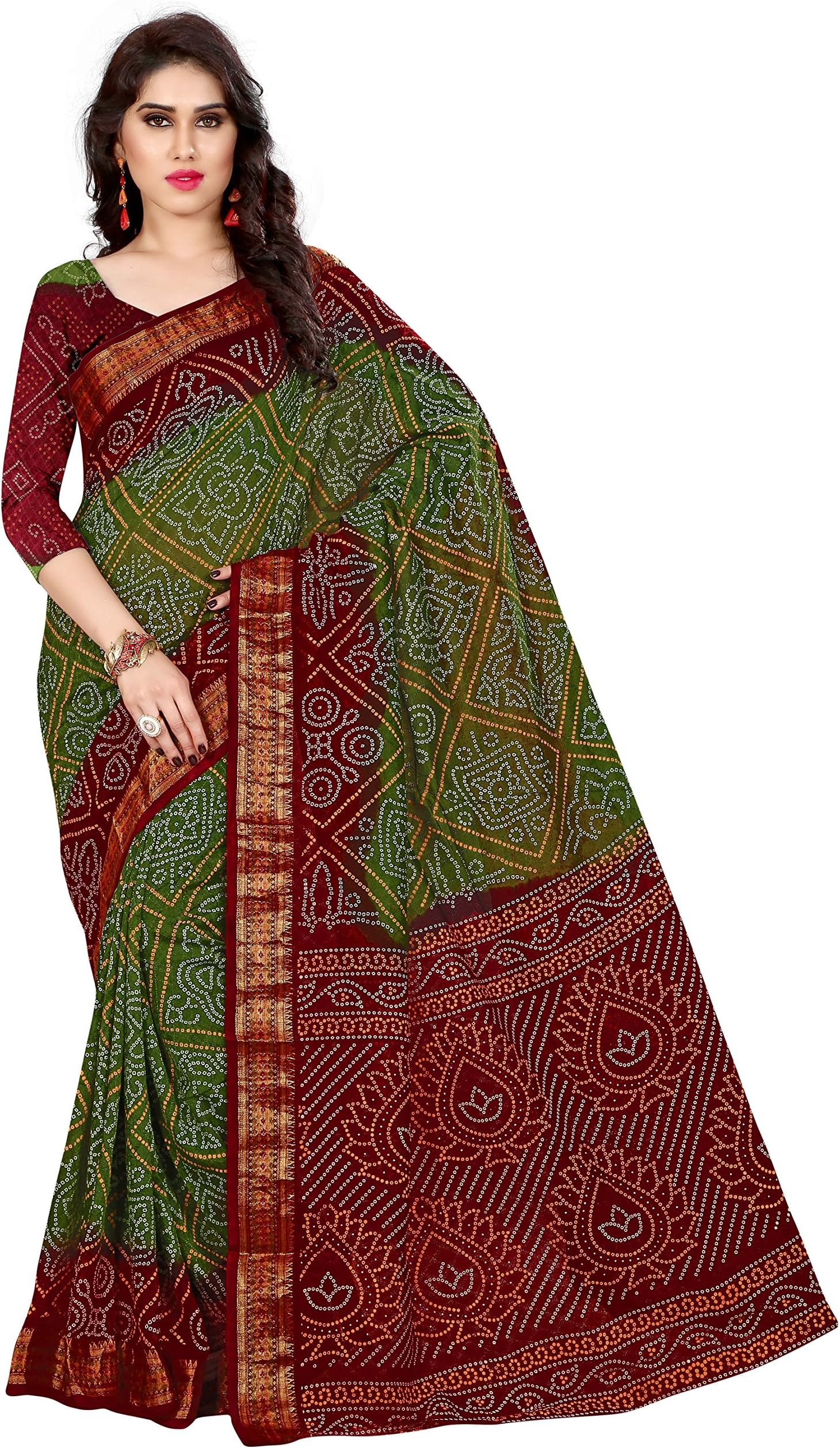 Dealsure Women's Woven Multicolor Art Silk Bandhani Saree with Blouse Piece(DS-S3075-05, Multicolour)