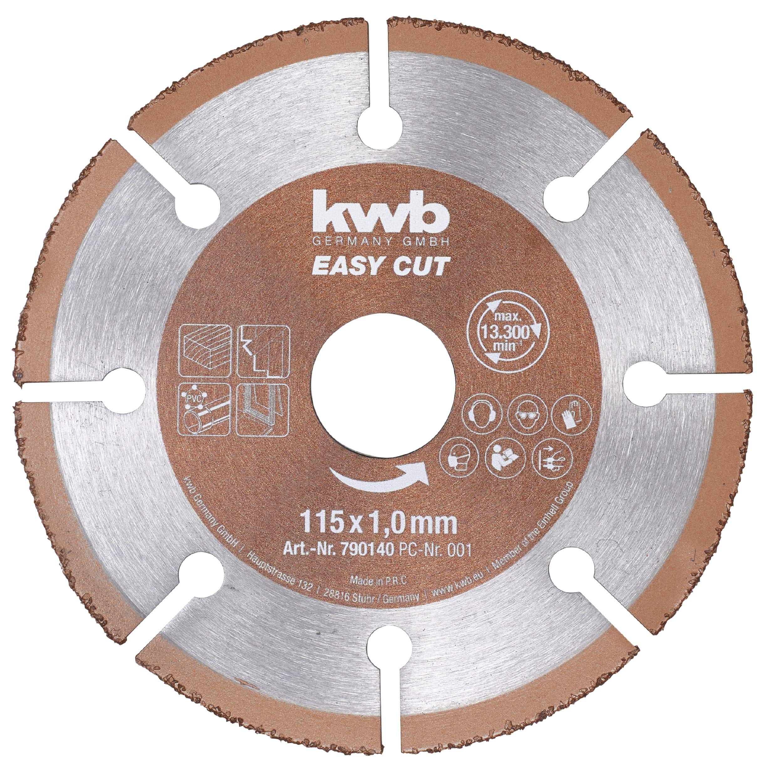 kwb 790140 Easy-Cut Universal Carbide Cutting disc 115 mm x 1.0 mm, Flex-disc for Various Materials, bore 22.23 mm, 115mm