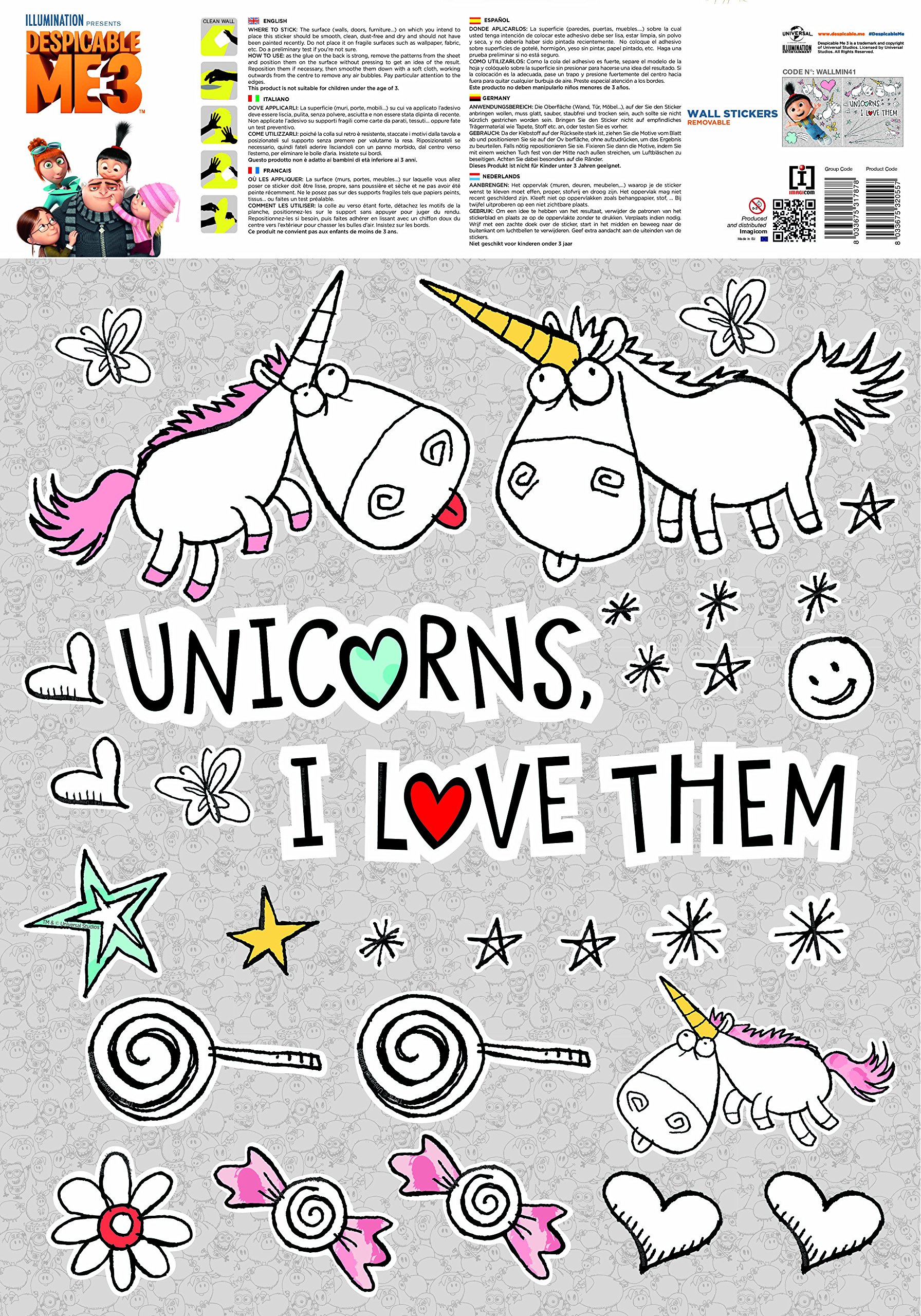 IMAGICOM A3 Minions Removable & Repositionable Stickers 2 Sheets – Multicoloured, Plastic, 5 x 29.7 x 42 cm